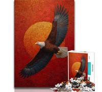 1000 Piece Jigsaw Puzzles for Teenagers Eagle Flower Oil Painting,Challenging Game And Family Play with Fully Interlocking Randomly Shaped Pieces (75x50cm)