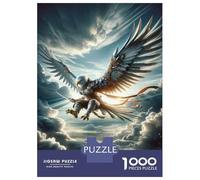 1000 Piece Jigsaw Puzzles for Teenagers Eagle Warrior in Flight Puzzle for Adults Brain Teaser Game Birthday Present Help The Brain Exercise 52x38cm/1000pcs