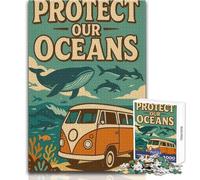 1000 Piece Jigsaw Puzzles for Teenagers Earth Day, Protect Our Oceans Beautiful Design Game Difficult Challenge Gift For Birthdays Size 38x52cm