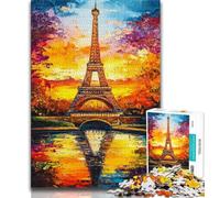 1000 Piece Jigsaw Puzzles for Teenagers Eiffel Tower Oil Painting 1000 Pieces for Adults,Educational Games Wall Decoration Unique Birthday And Xmas Gifts 38x26cm