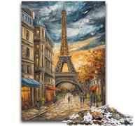 1000 Piece Jigsaw Puzzles for Teenagers Eiffel Tower Oil Painting Adult Puzzles,Brain Intelligence Challenge Addictive Toys for Home Decoration (26x38cm)