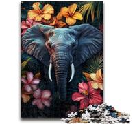 1000 Piece Jigsaw Puzzles for Teenagers Elephant Flowers Adult Puzzles,Learning Educational Toys Family Games Unique Birthday And Gifts (50x75cm)