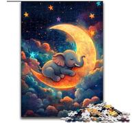 1000 Piece Jigsaw Puzzles for Teenagers Elephant on The Moon Learning Educational Toys Fun at Home Activities, Birthday Present,Travel Gifts (size 26x38cm)