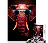 1000 Piece Jigsaw Puzzles for Teenagers Elephant Sunglasses Jigsaw Puzzles for Adults Stress Reliever Parent-child Interaction Birthday Present, Gifts, (38x52cm)