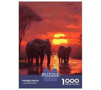 1000 Piece Jigsaw Puzzles for Teenagers Elephants at Sunset Adult Jigsaw Puzzle Toy Wall Decor Wall Art Unique Birthday And Gifts 70x50cm/1000pcs