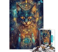 1000 Piece Jigsaw Puzzles for Teenagers Enchanted Feline Cosmos Jigsaw 1000 Pieces Practical Game Gifts for Women Men Precision Cutting (Size 50x75cm)