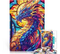1000 Piece Jigsaw Puzzles for teenagers Epic Stained Glass Dragon Lernspielzeug Lernspiel für Geburtstag, Weihnachten38x26cm