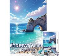 1000 Piece Jigsaw Puzzles for Teenagers Étretat Cliffs, France Seaside Tourism Print Jigsaw 1000 Pieces Brain Teaser Game Gifts Ideas Hand Speed Race (50x75cm)