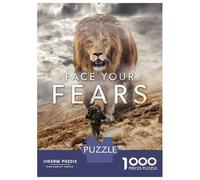 1000 Piece Jigsaw Puzzles for Teenagers Face Your Fears Vs Lion Jigsaw for Adults Hands-on Game Pattern Assembly for Birthday, Chrismas 70x50cm/1000pcs