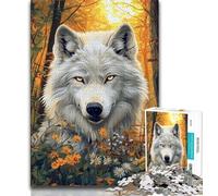 1000 Piece Jigsaw Puzzles for Teenagers Fantasy Animal White Wolf 1000 Piece Puzzle,for Educational Game Challenge Toy Deal As Gifts for The Whole Family (size 75x50cm)