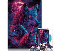 1000 Piece Jigsaw Puzzles for Teenagers Fantasy Wolf,Challenging Game And Family Play with Fully Interlocking Randomly Shaped Pieces (75x50cm)