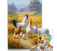 1000 Piece Jigsaw Puzzles for Teenagers Farm Rooster 1000 Pieces for Teenagers,Staycation Kill Time with Matching Poster And Trivia Sheet (size 38x26cm)