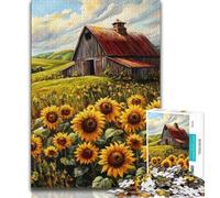 1000 Piece Jigsaw Puzzles for Teenagers Farm Sunflowers Puzzles for Adults,Fun Present & Activity for Home,Toy for Rainy Days 75x50cm