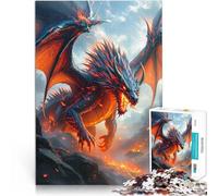 1000 Piece Jigsaw Puzzles for teenagers Fiery Dragon Illustration Difficult and Challenge is ideal as gifts for the whole family 26x38cm
