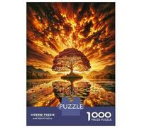 1000 Piece Jigsaw Puzzles for Teenagers Fiery Sunset Tree Jigsaw for Adults DIY Toys Pattern Assembly Help The Brain Exercise 38x26cm/1000pcs