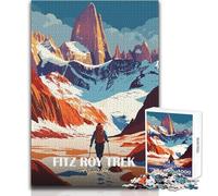 1000 Piece Jigsaw Puzzles for Teenagers Fitz Roy Trek, Argentina Beautiful Design Game Difficult Challenge Gift For Birthdays Size 38x26cm