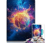 1000 Piece Jigsaw Puzzles for Teenagers Flame Basketball Teenager Jigsaw,Relax Games Is Ideal As A Gift for The Whole Family 75x50cm