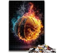 1000 Piece Jigsaw Puzzles for Teenagers Flaming Basketball Puzzles for Teenagers,Challenging Game Gifts for Is Ideal As A Gift for The Whole Family (26x38cm)