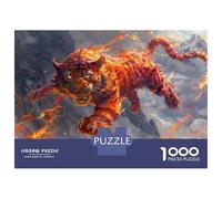 1000 Piece Jigsaw Puzzles for Teenagers Flaming Tiger Fantasy Artwork Teenager Puzzles Relaxing Games Hand Speed Race Help The Brain Exercise 70x50cm/1000pcs