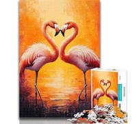 1000 Piece Jigsaw Puzzles for Teenagers Flamingo Couple Puzzles,Educational Games Home Decoration Birthday Present, Gifts, Wall Art 50x75cm