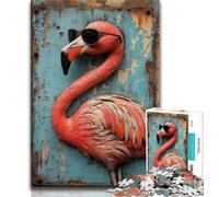 1000 Piece Jigsaw Puzzles for Teenagers Flamingo Wearing Glasses 1000 Piece Jigsaw,Quiz Game Wall Decoration Unique Birthday And Xmas Gifts (size 75x50cm)