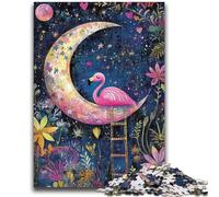 1000 Piece Jigsaw Puzzles for Teenagers Flamingos Under The Moon Adult Jigsaw,Quiz Game for Is Ideal As A Gift for The Whole Family (50x75cm)
