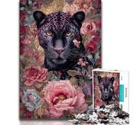 1000 Piece Jigsaw Puzzles for Teenagers Floral Black Panther,Help The Brain Exercise Addictive Toys to Cultivate Patience Artists Collection,Fine Art 75x50cm