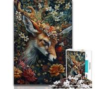 1000 Piece Jigsaw Puzzles for Teenagers Floral Deer, Educational Family Game,gifts for Friends And Family for Age 14 38x26cm