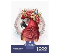 1000 Piece Jigsaw Puzzles for Teenagers Floral Red Macaw Parrot Jigsaw for Adults Hands-on Game Pattern Assembly for Birthday, Chrismas 70x50cm/1000pcs