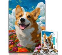 1000 Piece Jigsaw Puzzles for Teenagers Flower Corgi Teenager Jigsaw,Family Activity Fun at Home Activities, Birthday Present,Travel Gifts 26x38cm