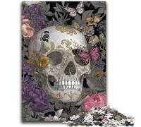 1000 Piece Jigsaw Puzzles for Teenagers Flower Skull 1000 Piece Jigsaw,Educational Toys & Games for Adults And Teenagers (38x26cm)