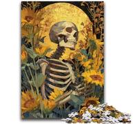 1000 Piece Jigsaw Puzzles for Teenagers Flower Skull Puzzles for Teenagers,Quiz Game Wall Decoration Unique Birthday And Xmas Gifts (38x26cm)