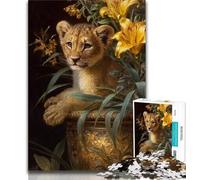1000 Piece Jigsaw Puzzles for Teenagers Flowers And Leopard Baby,Toys Educational Games Stress Relieving Unique Birthday And Gifts 38x26cm