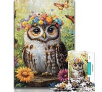 1000 Piece Jigsaw Puzzles for Teenagers Flowers Owl Teenager Jigsaw,Challenging Game for Is Ideal As A Gift for The Whole Family (size 75x50cm)