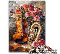 1000 Piece Jigsaw Puzzles for Teenagers Flowers Violin Family Fun Fun at Home Activities, Birthday Present,Travel Gifts, for And 14 Years Old 38x26cm
