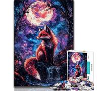 1000 Piece Jigsaw Puzzles for Teenagers Fox Under The Moon,Educational Games Home Decoration Birthday Present,Gifts,Wall Art (38x26cm)