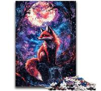 1000 Piece Jigsaw Puzzles for Teenagers Fox Under The Moon for Age 14+ Quiz Game Fun at Home Activities, Birthday Present,Travel Gifts 26x38cm