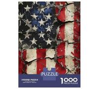 1000 Piece Jigsaw Puzzles for Teenagers Fractured American Flag Jigsaw for Adults Hands-on Game Pattern Assembly for Birthday, Chrismas 52x38cm/1000pcs