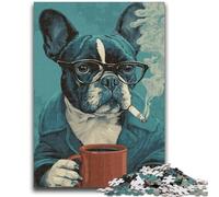 1000 Piece Jigsaw Puzzles for Teenagers French Bulldog Drinking Coffee 1000 Pieces for Teenagers,learning Educational for Is Ideal As A Gift for The Whole Family (50x75cm)