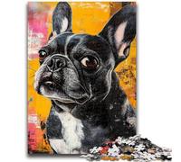 1000 Piece Jigsaw Puzzles for Teenagers French Bulldog Oil Painting 1000 Piece Jigsaw,Interesting Stress Reduction Parent-child Interaction (75x50cm)