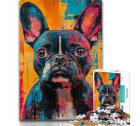 1000 Piece Jigsaw Puzzles for Teenagers French Bulldog Oil Painting Puzzles,Decompressing Intellectual Educational Toy Perfect Decoration 26x38cm