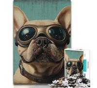 1000 Piece Jigsaw Puzzles for Teenagers French Bulldog Pilot 1000 Piece Puzzle,Artistic Wall Decor & Birthday Gift Idea for Friends, Home Office (size 75x50cm)