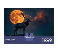 1000 Piece Jigsaw Puzzles for Teenagers Full Moon Deer Silhouette Teenager Puzzles Relaxing Games Hand Speed Race Help The Brain Exercise 70x50cm/1000pcs