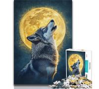 1000 Piece Jigsaw Puzzles for Teenagers Full Moon Wolf Adult Jigsaw,Fun Activity for Home, Rainy Days Toys, Birthday Gifts 38x26cm