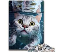 1000 Piece Jigsaw Puzzles for Teenagers Funny Cat Swimming Animal Learning Educational Toys Fun at Home Activities, Birthday Present,Travel Gifts 50x75cm
