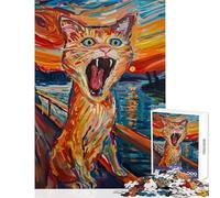 1000 Piece Jigsaw Puzzles for Teenagers Funny Cat The Scream Educational Toy Great Gift Brain Teaser Game Artists Collection, Fine Art Size 50x75cm
