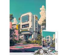 1000 Piece Jigsaw Puzzles for Teenagers Futuristic Building in Tropical Setting Educational Toy Secret Santa Gifts Brain Teaser Game Help The Brain Exercise Size 50x75cm