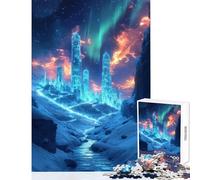 1000 Piece Jigsaw Puzzles for Teenagers Futuristic Ice City Under Aurora Sky Educational Toy Secret Santa Gifts Brain Teaser Game Help The Brain Exercise Size 38x26cm
