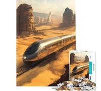 1000 Piece Jigsaw Puzzles for Teenagers Futuristic Train in Desert Help The Brain Exercise Difficult Hard Relaxing Games Suitable for Ages 14 And Up (38X52CM)