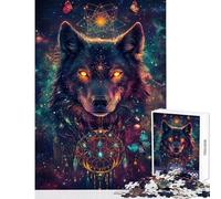 1000 Piece Jigsaw Puzzles for Teenagers Galactic Wolf Vision Adult Jigsaw Puzzle Fun Games Difficult Challenge Help The Brain Exercise (Size 38x52cm)